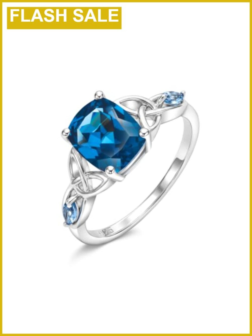 Sterling Silver Celtic Knot Promise Ring Cushion Cut Engagement